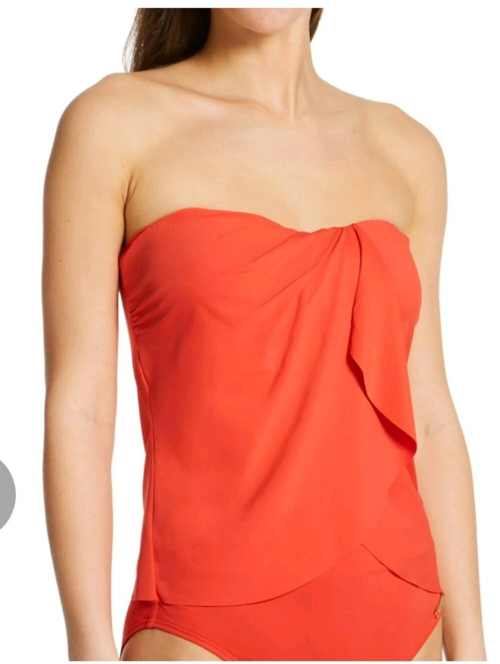 NWT Vince Camuto Sanremo Shades Draped Bandini Swim Top Red Sunset XS